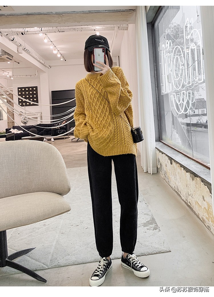 雪尼尔加绒裤子女裤新款直筒,雪尼尔宽松灯芯绒运动卫裤