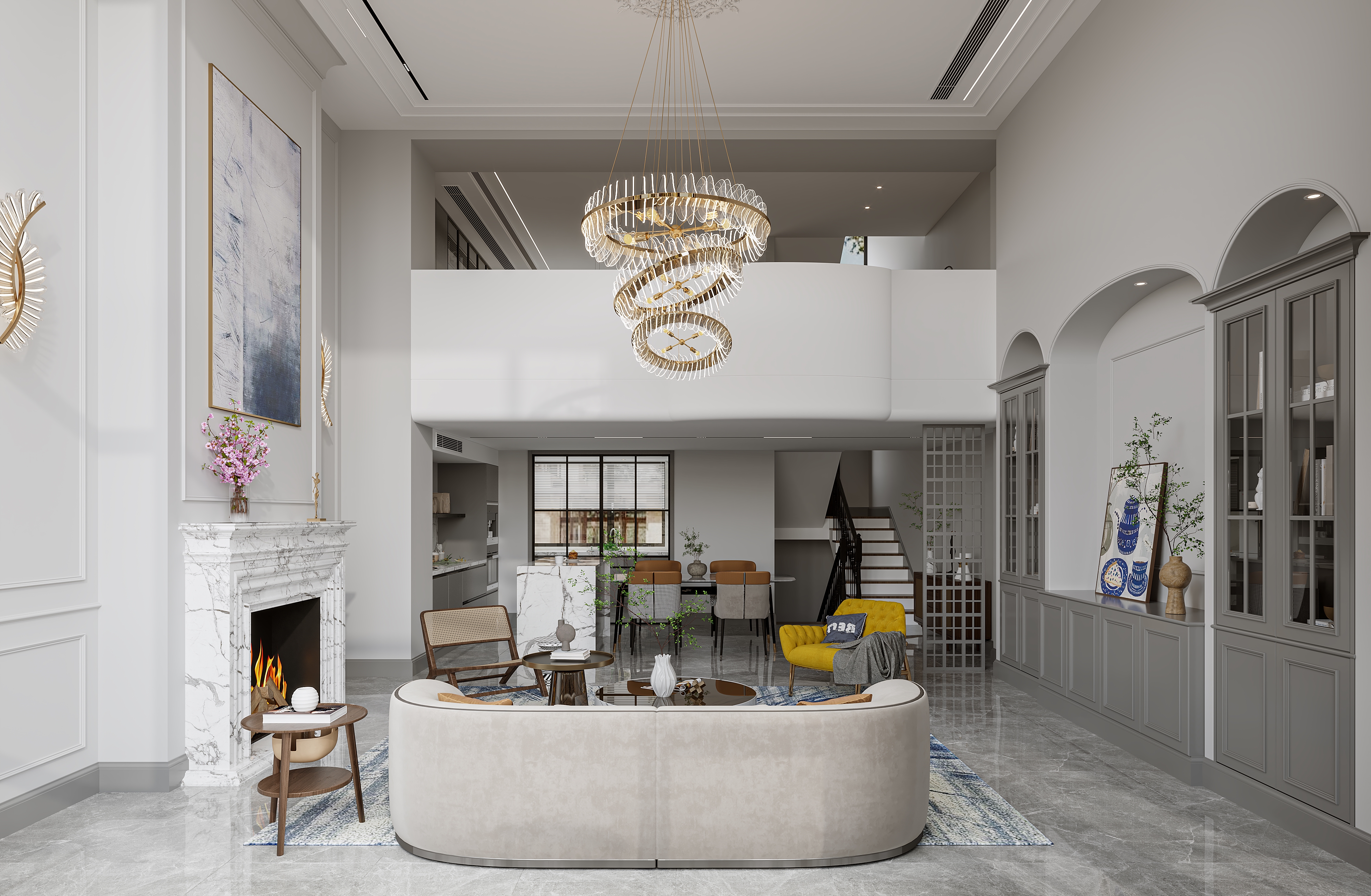 昆山装修风格现代美式客厅,昆山专业的创意装修效果图