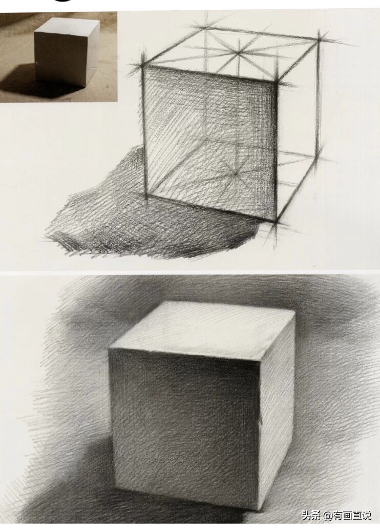 石膏几何素描临摹图片,几何石膏素描教学视频