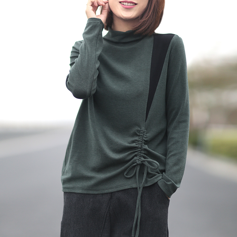 条纹宽松打底衫韩版慵懒风,韩版宽松大码中长款打底衫