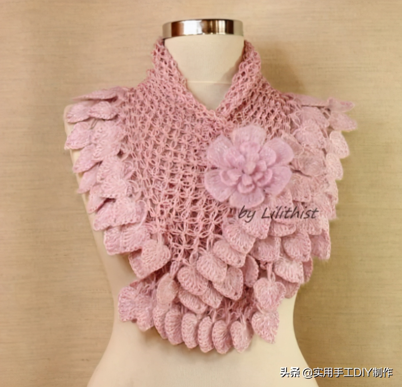 新款针织秋冬宽松披肩怎么织,针织中长款披肩