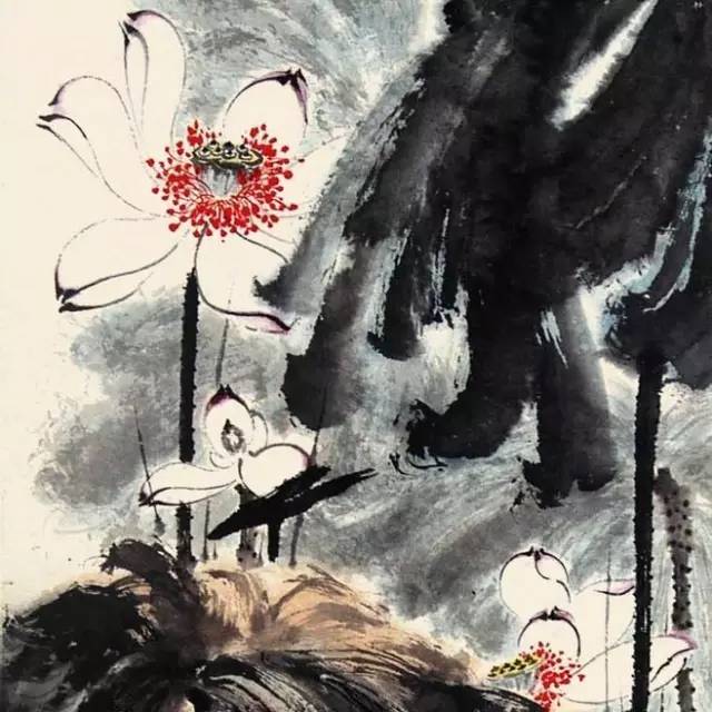 张大千泼墨彩荷1981,张大千画荷用什么技法