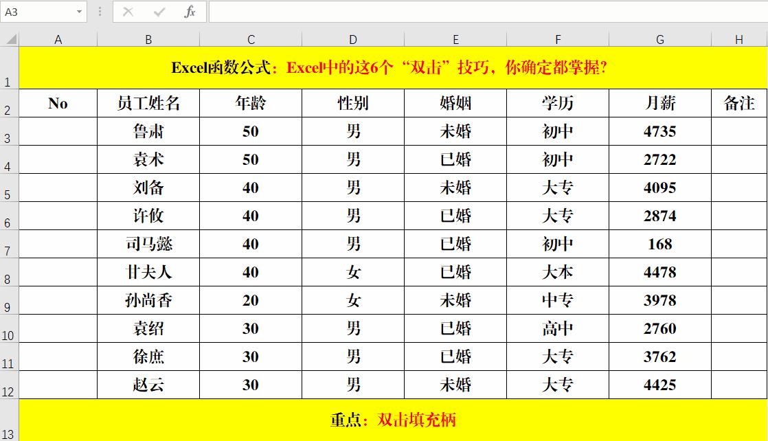 9个excel双击小技巧,excel双击100个技巧