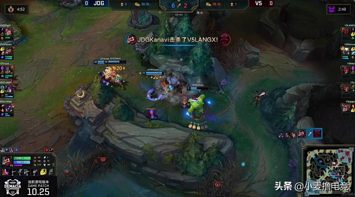 兮夜首秀发挥亮眼,助JDG首局击败V5!卡牌抢大龙是致胜关键