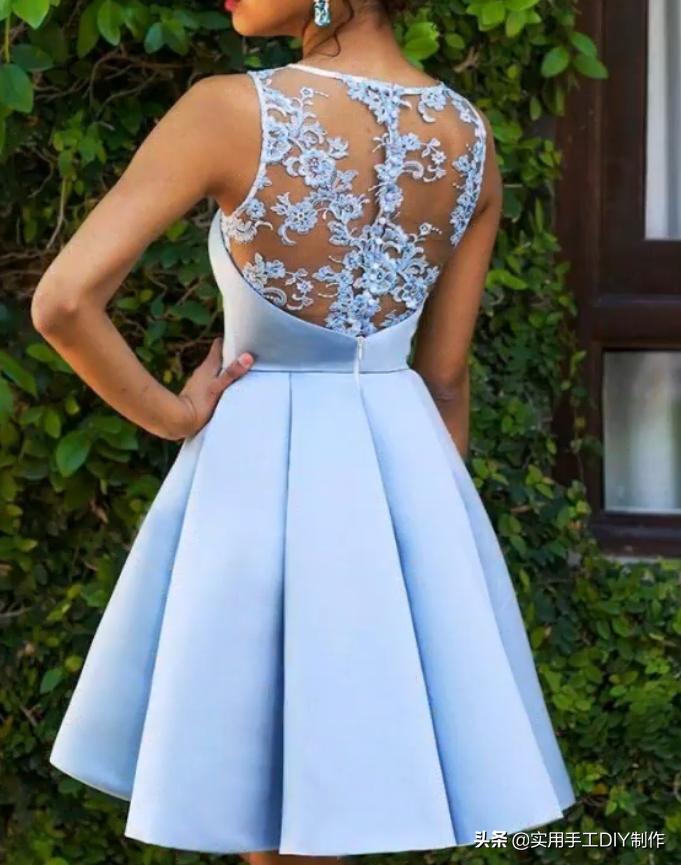 布艺拼接格子裙子,蕾丝拼贴连衣裙