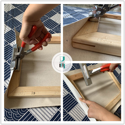 油画绷布过程,油画绷布折角技巧