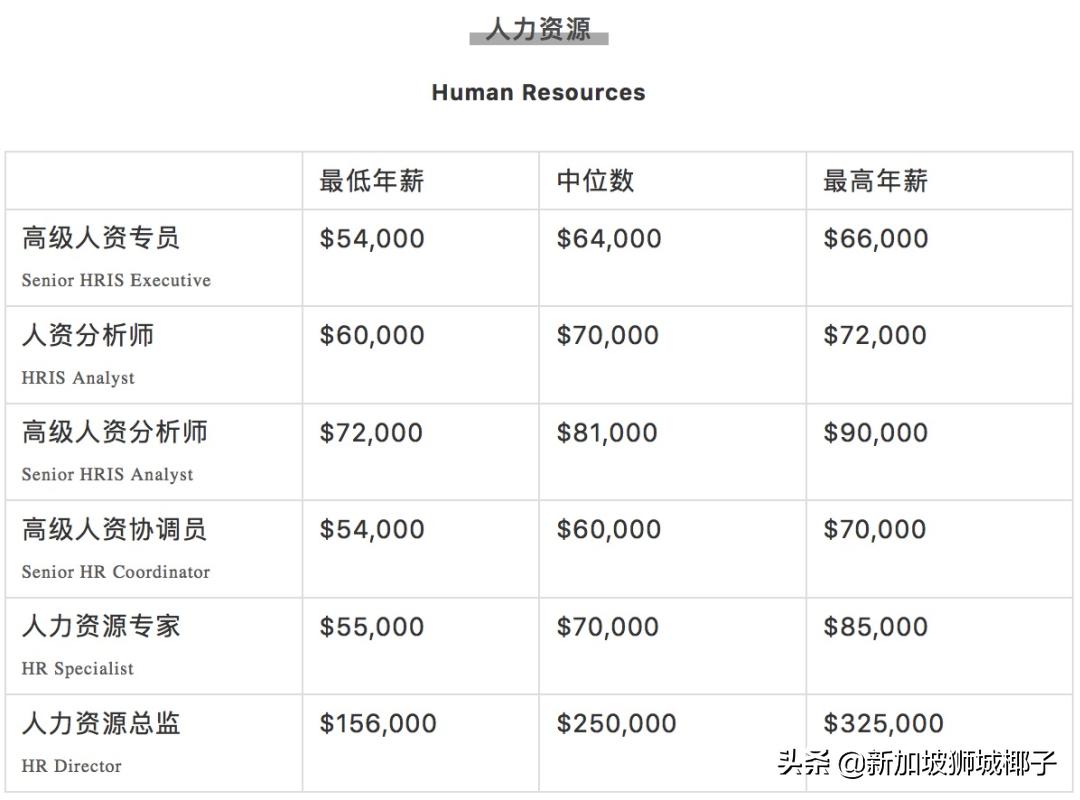 新加坡计算机行业年终奖,新加坡行业薪资排行榜