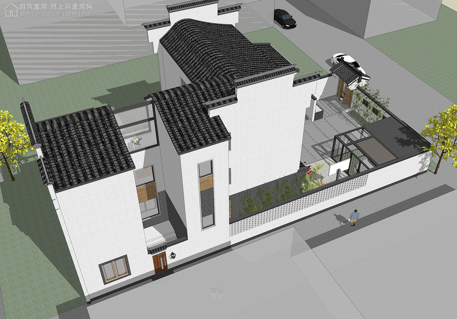 三层新中式别墅全套设计图纸,新中式合院别墅户型图纸