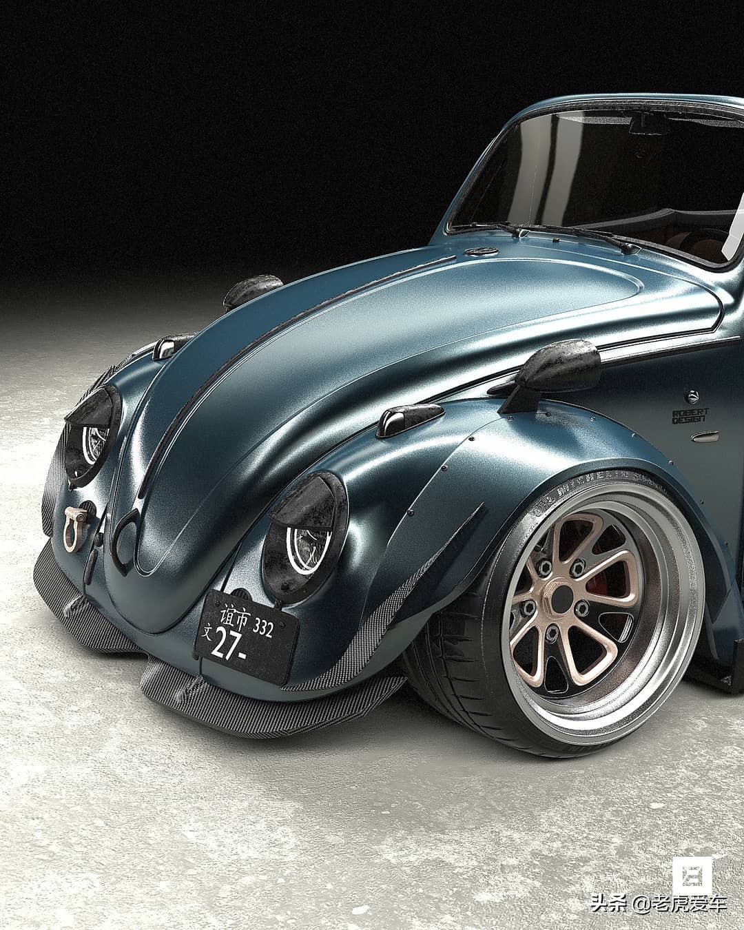 大众甲壳虫，RWB改装渲染，像极了保时捷911GT3