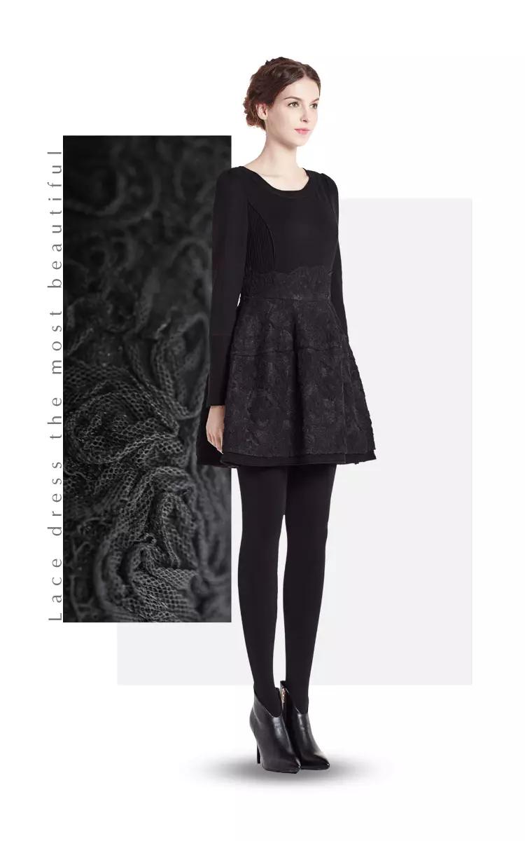 高端冬季蕾丝连衣裙中长款穿搭,适合冬天穿的蕾丝连衣裙