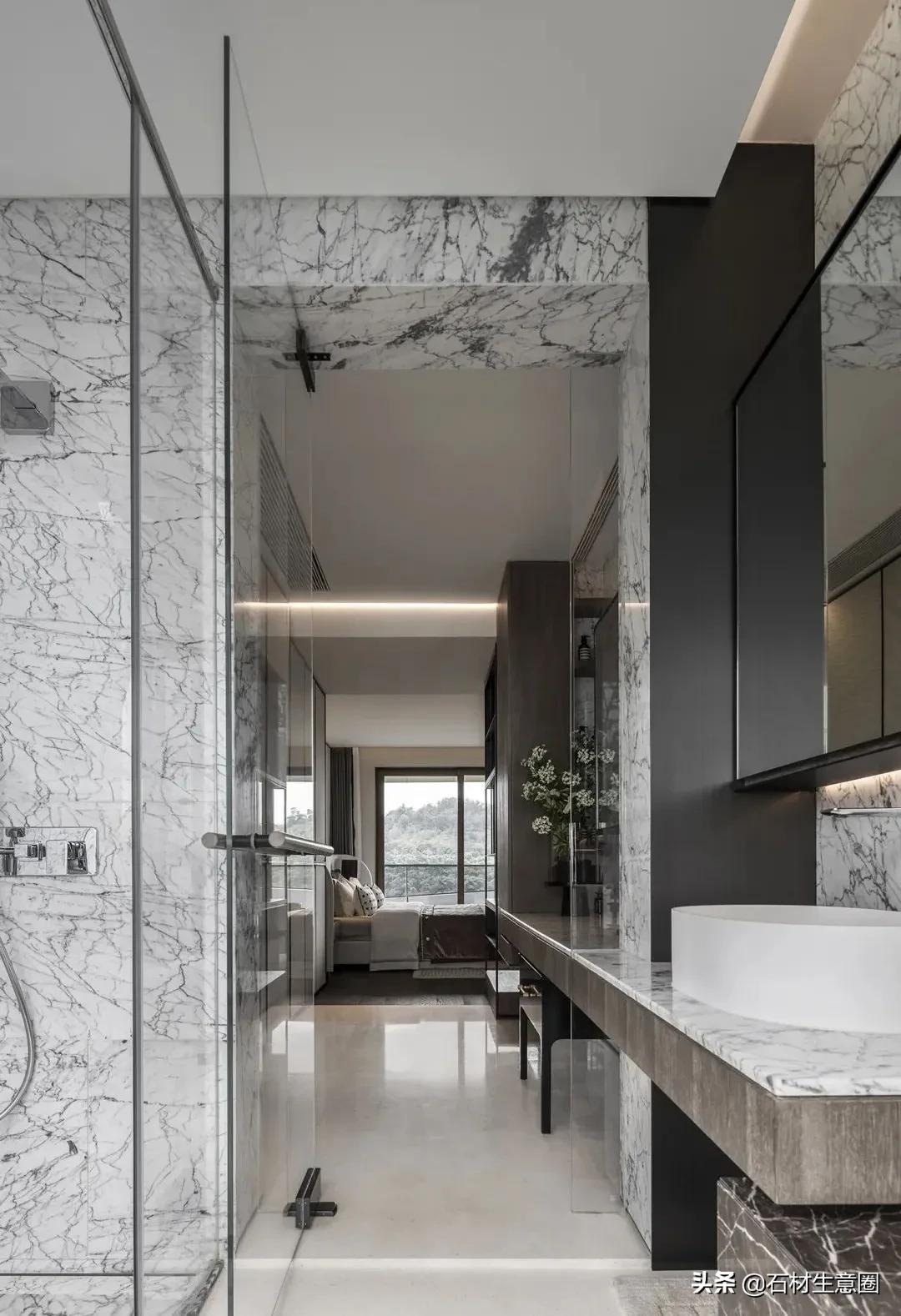 大理石做的浴室柜效果图,极简风格大理石浴室