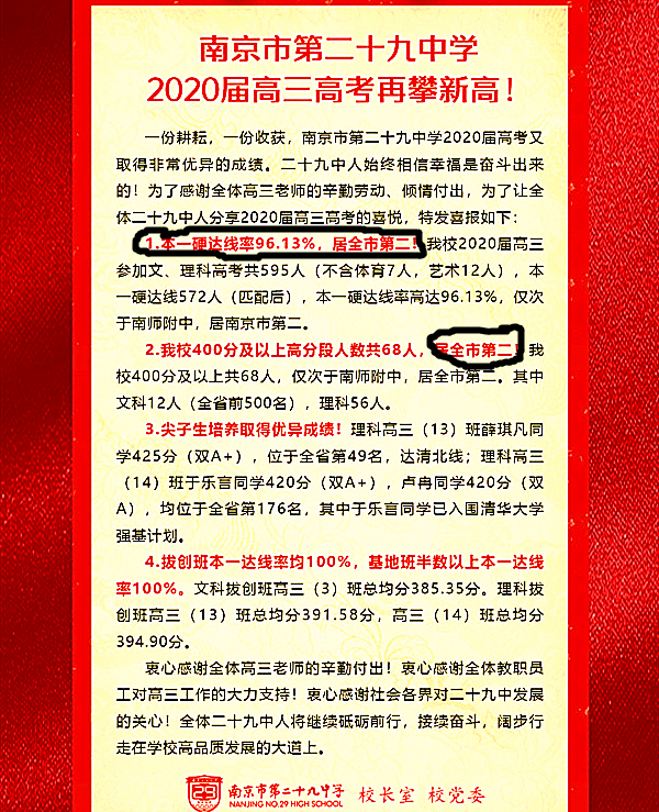 南京最厉害的十所高中排名,南京公认最牛的5所高中