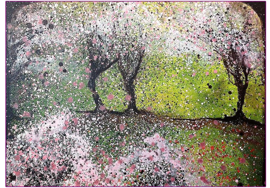 膏状水彩颜料绘画花草,藤蔓植物创意画颜料