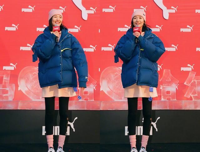 刘雯穿长筒袜的样子,刘雯绑带羽绒服