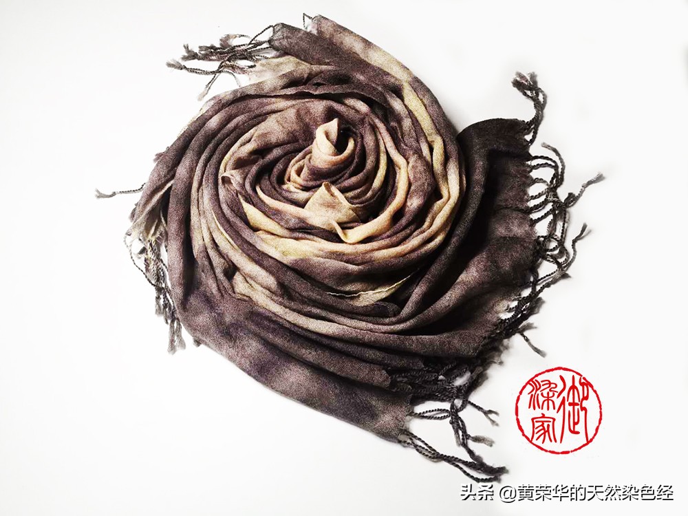 草木染纯手工围巾,手工染羊绒围巾