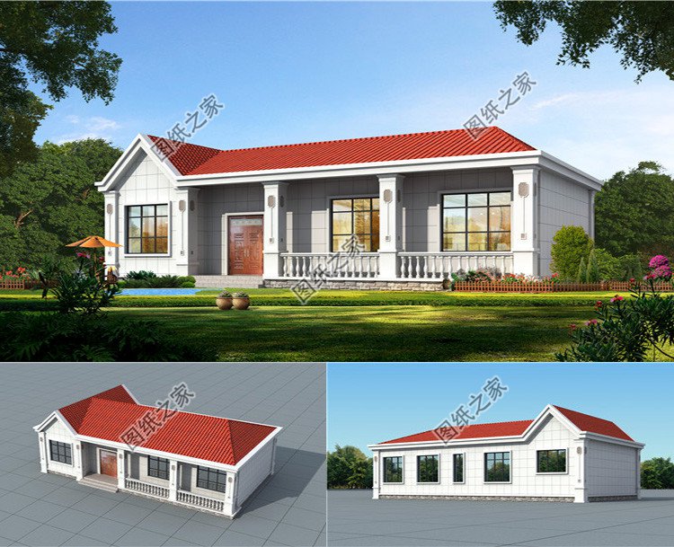 一层养老房效果图,农村一层中式养老房