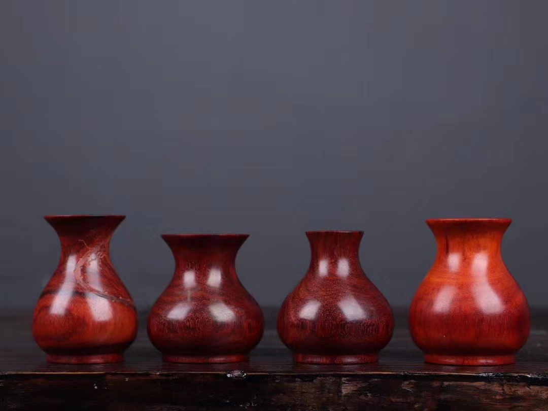 红木扁花瓶,小叶紫檀制作小花瓶