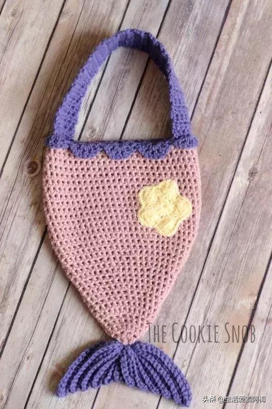 钩针美人鱼包包玩偶图解,美人鱼包包头部钩针教程