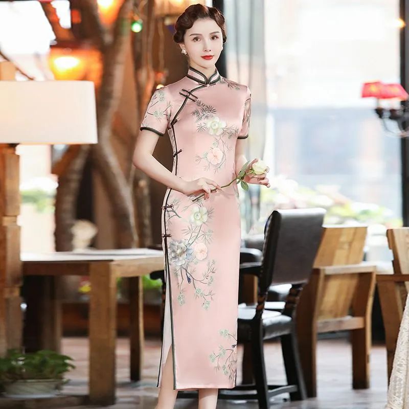 真丝旗袍价格高点的牌子,正品金丝绒真丝改良旗袍