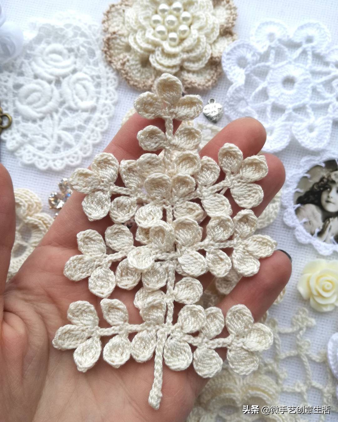 毛线编织小饰品教程五角星,纯手工编织手绳可爱蝴蝶饰品