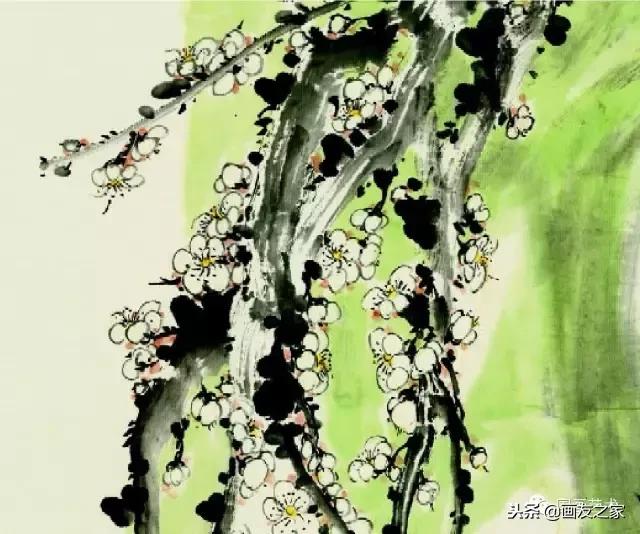 董寿平国画梅花老树干的画法,国画梅花花瓣的画法视频教程