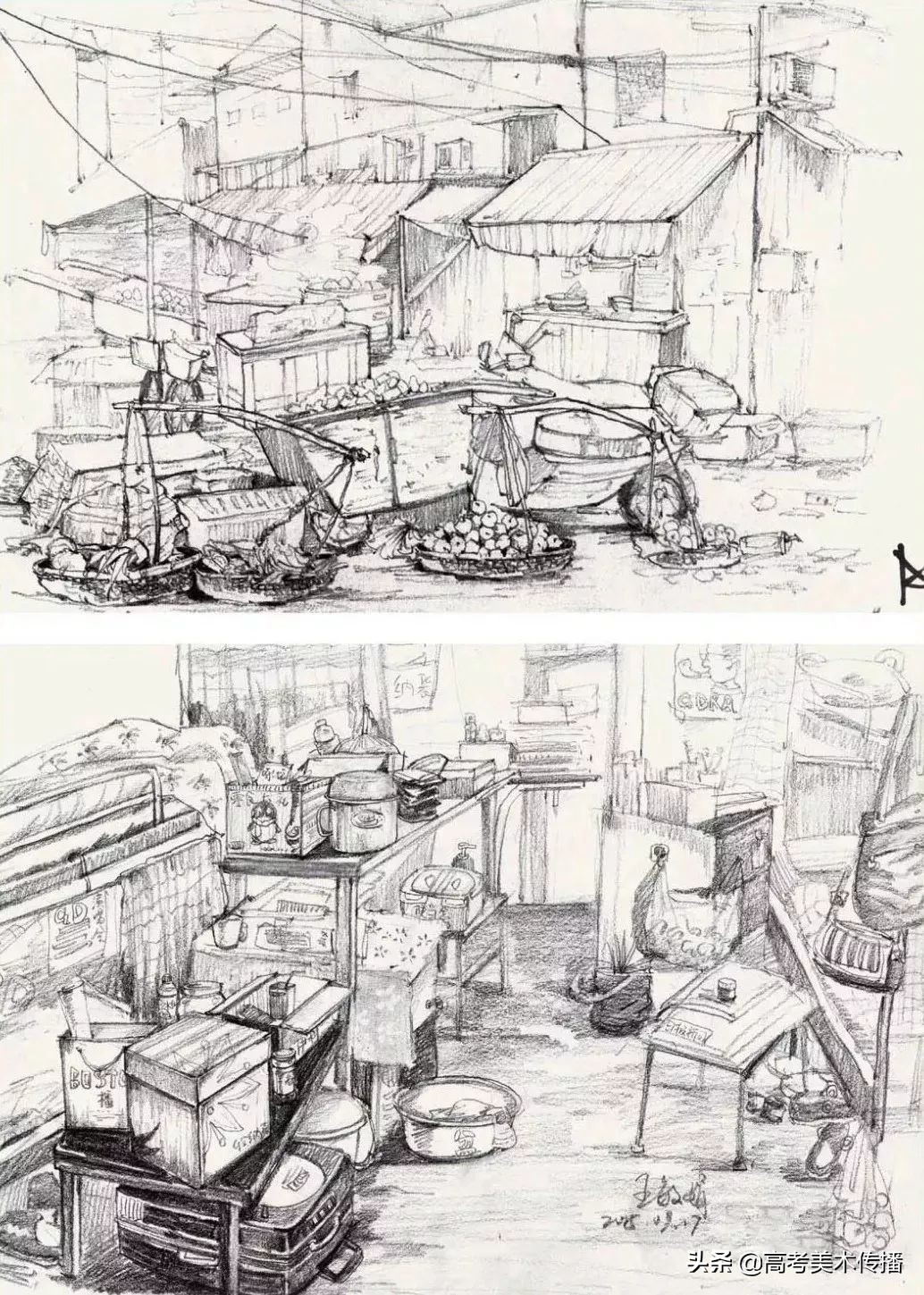 考前速写和大学速写,速写校考人像高分卷