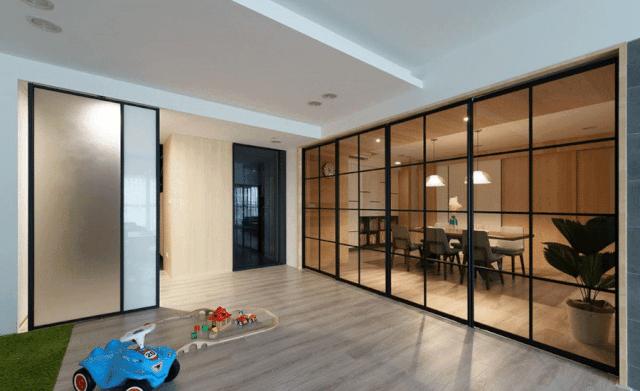 开放式厨房三联动玻璃门,开放式厨房加装玻璃门