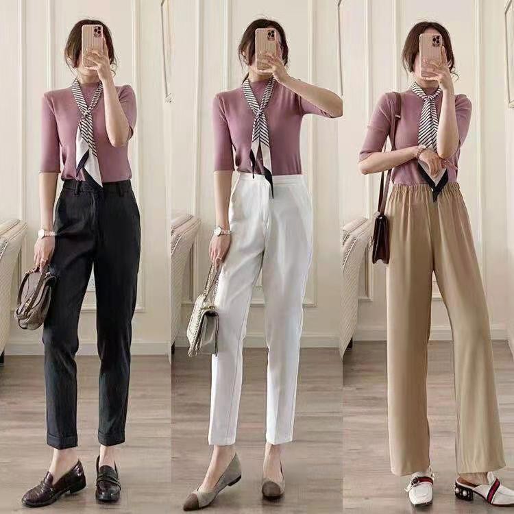职场女夏季干练长裤穿搭,职场气质干练御姐范女装长裤
