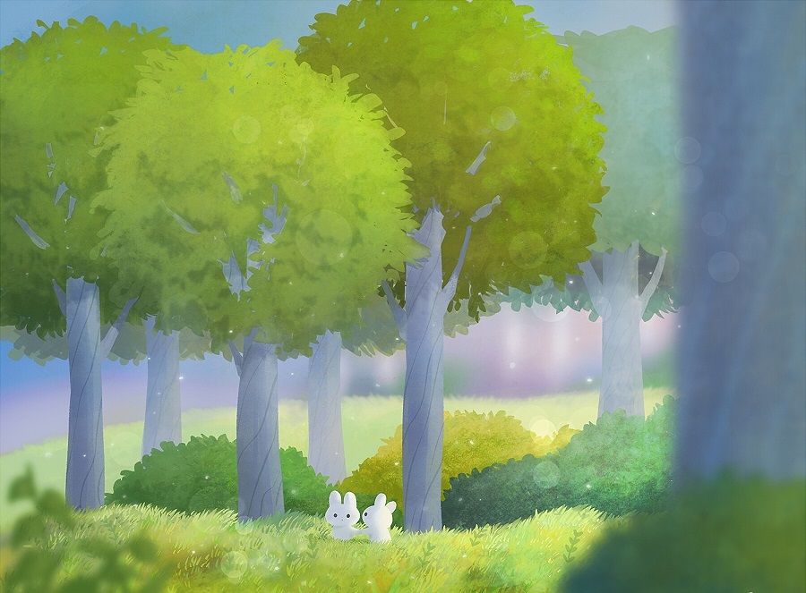 类似于粉兔兔的插画,兔耳少女插画日本