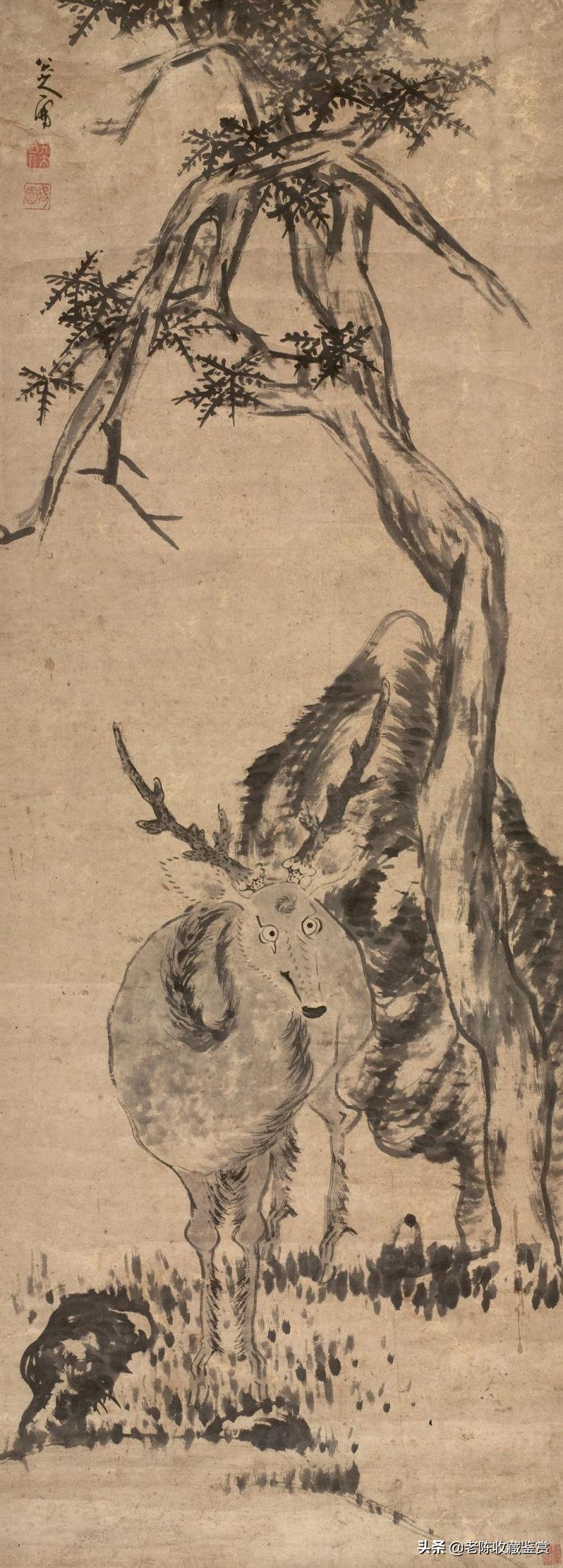 八大山人鹿图,八大山人松鹿图赏析