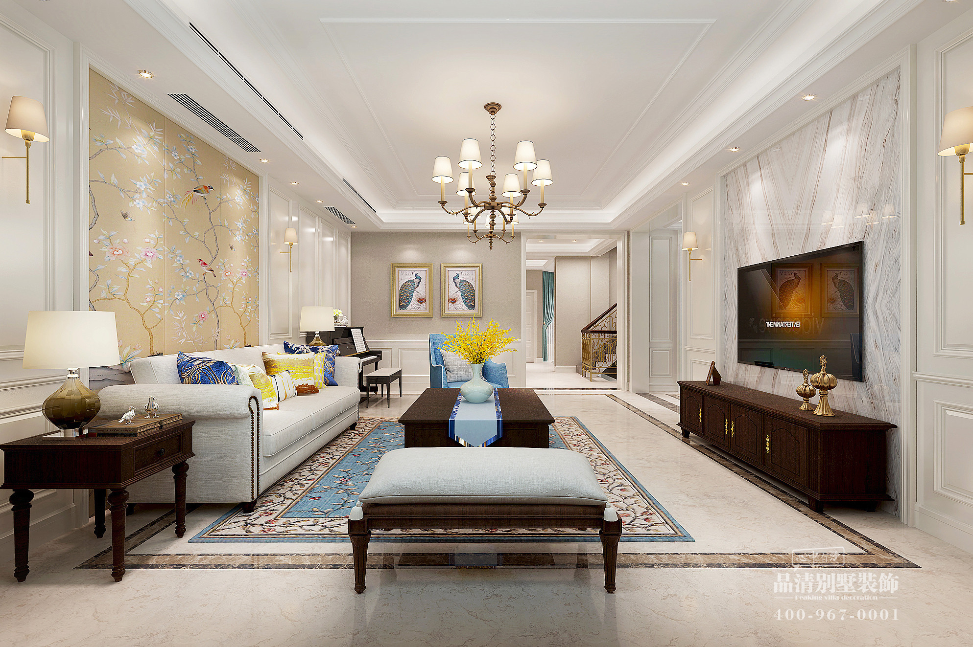 常州500平叠拼别墅装修效果图,常州美式风格装修效果图实景案例