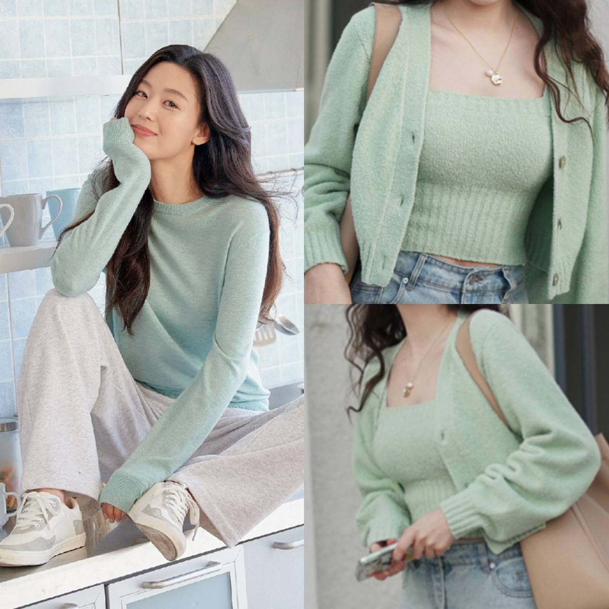 买针织衫选什么面料,焦糖色针织衫显肤色白