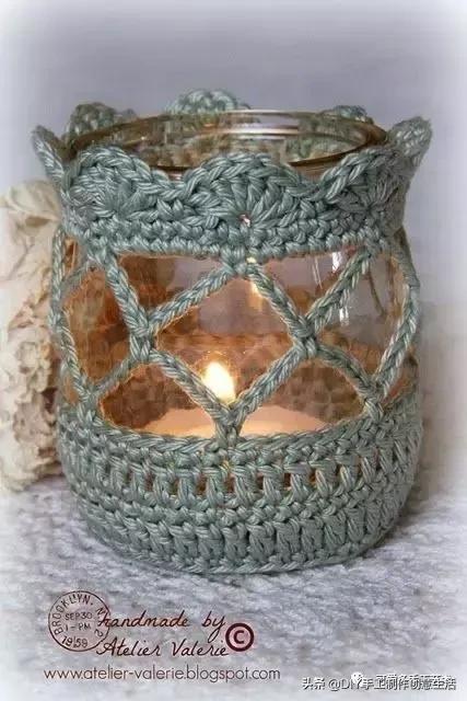 旧瓶子改花瓶套的钩法,旧玻璃瓶编织教程