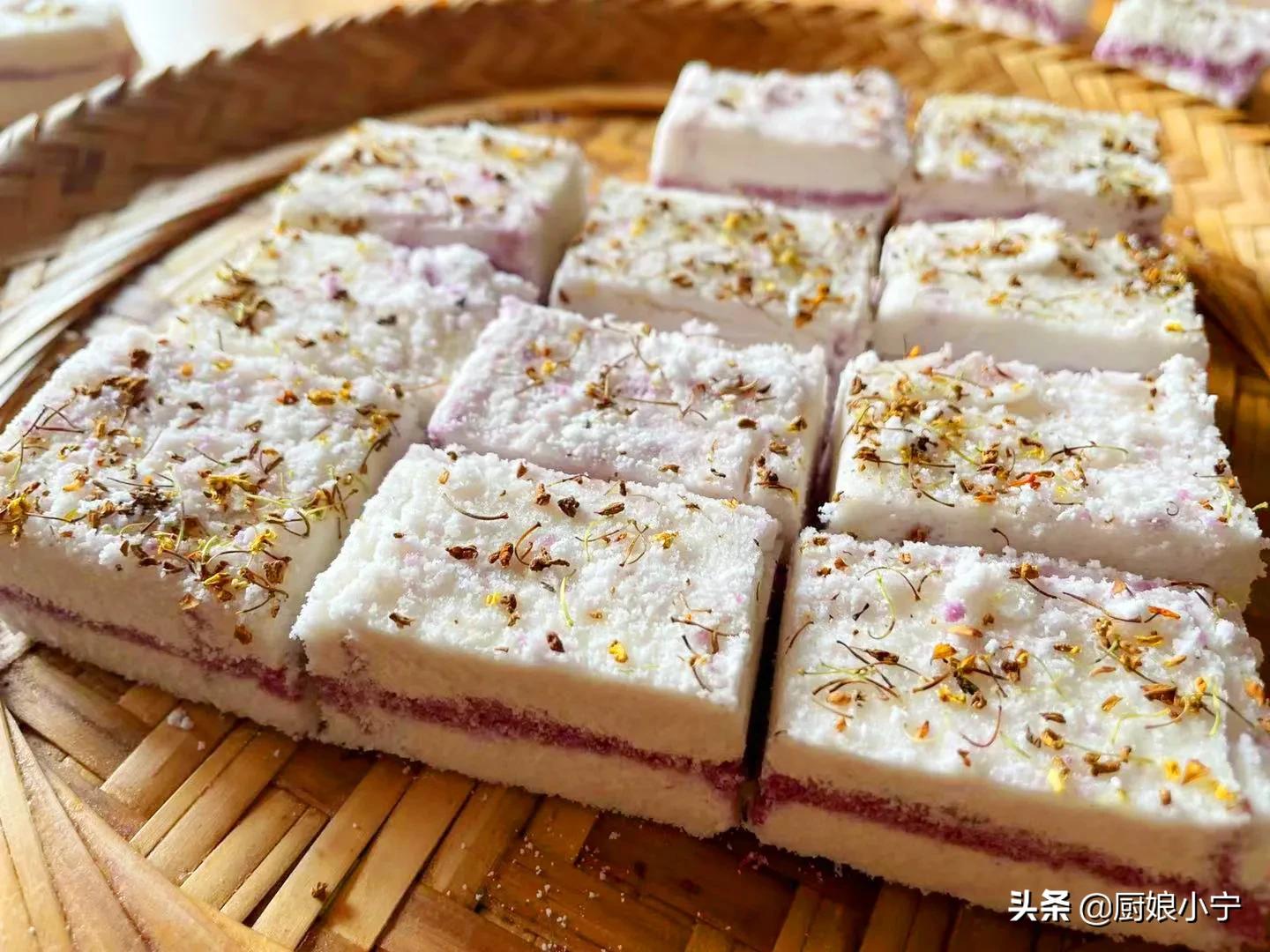 李子柒自制桂花米糕,李子柒蒸米糕加桂花