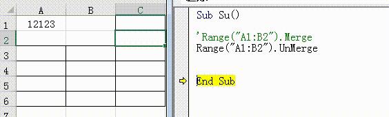ExcelVBA学习笔记：合并单元格的相关操作