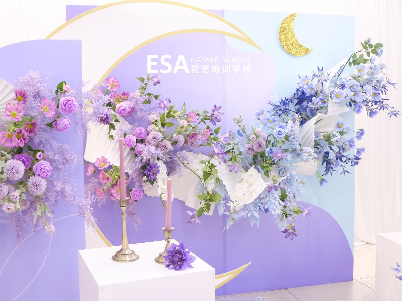 婚礼花艺培训课程,蓝紫色花艺设计效果图片