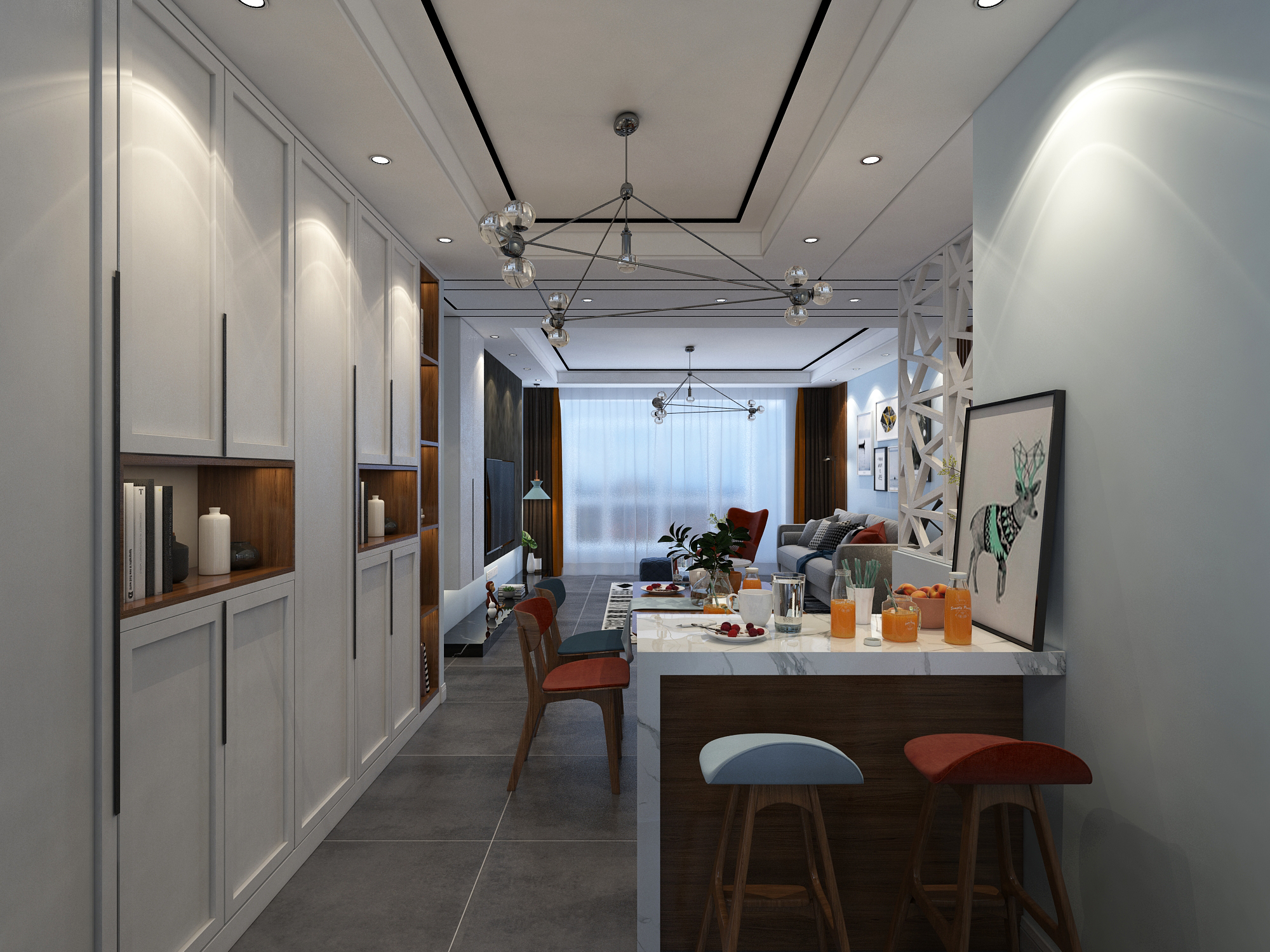 120平中式后现代风格,120平后现代风格