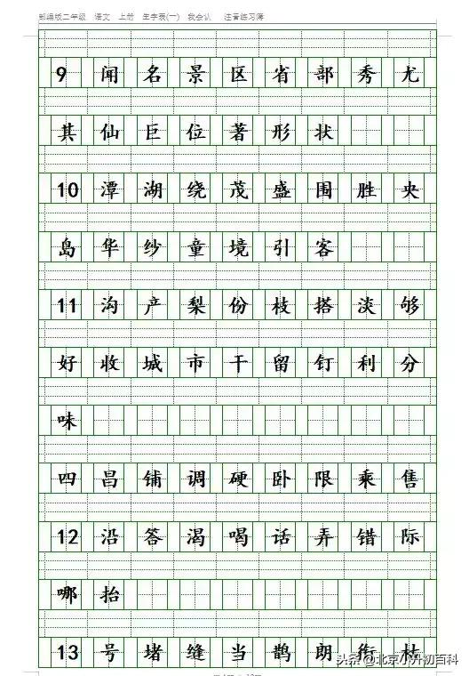 部编版1-6年级语文上册必背内容,语文六上部编版字词听写