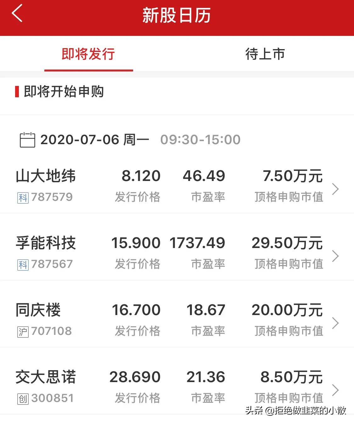 7月新股申购,7月申购新股