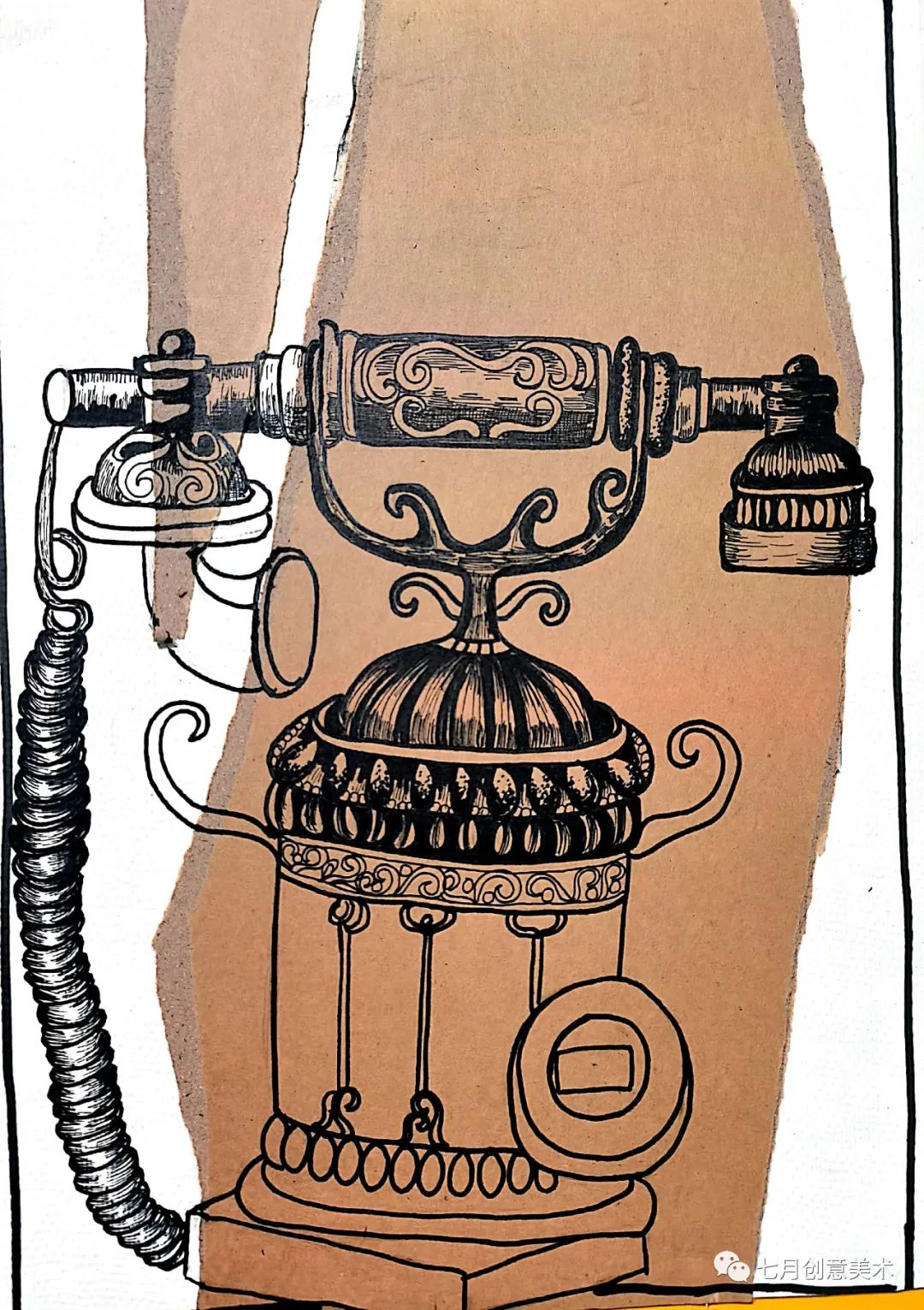 绘画教程复古,复古电话机画法