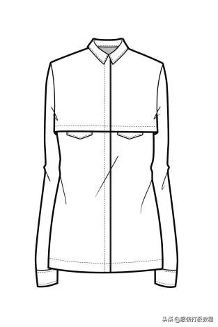 长袖衬衫裁剪教程来了,简单衬衫制版图