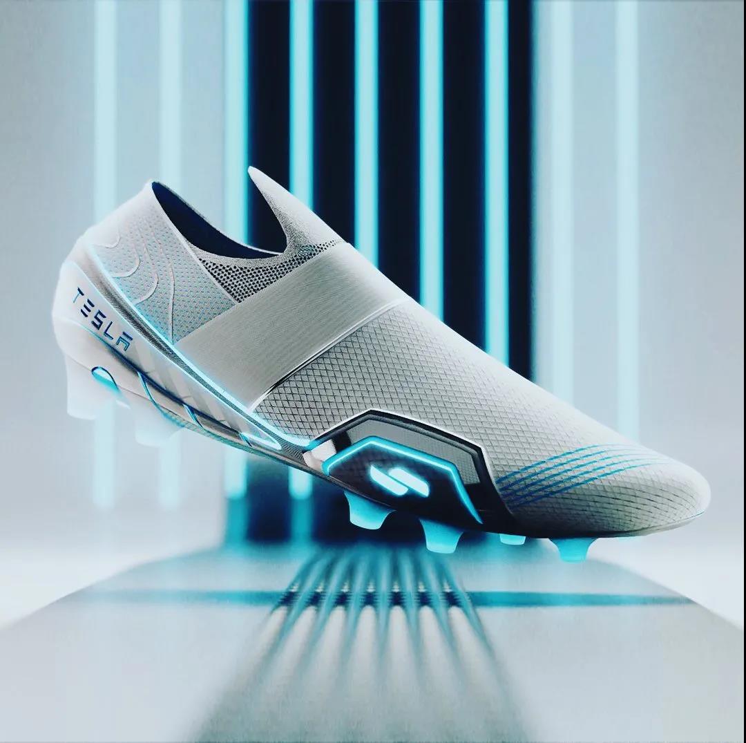 科技感特斯拉发光运动鞋,特斯拉创意足球