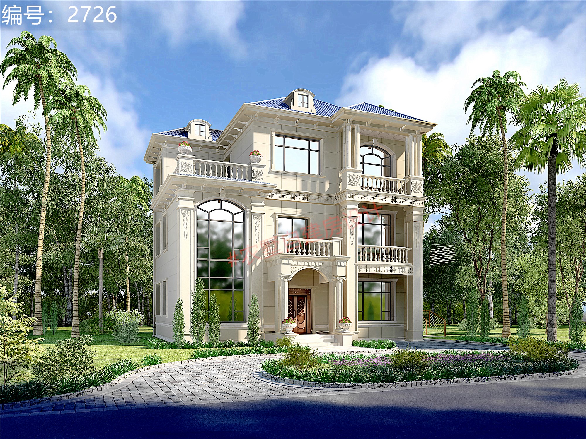 三层农村自建欧式风格别墅房,三层欧式别墅带露台自建房设计