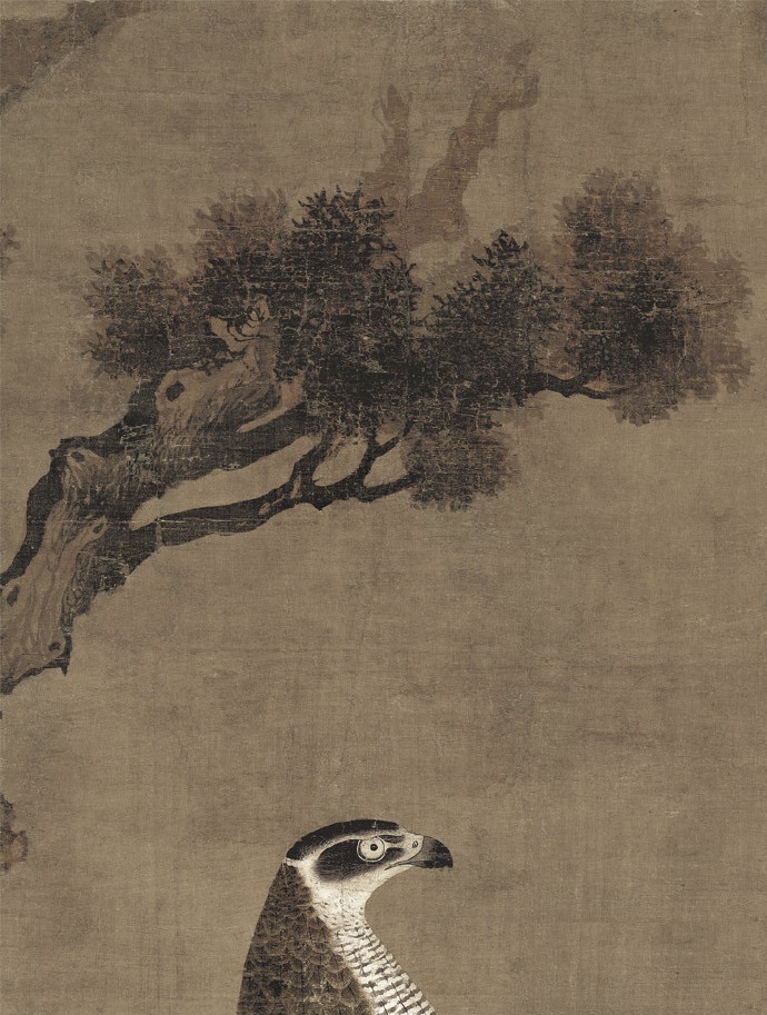650年前的《柏鹰图》，用笔工细有特色，是古代国画的代表作品
