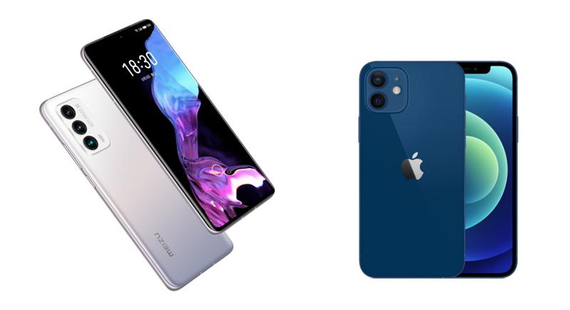 魅族18对比iphone13mini,魅族18和苹果12大小对比