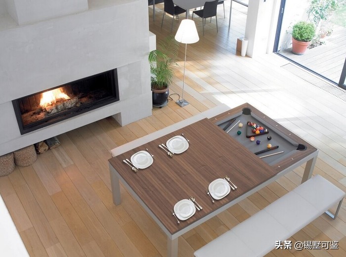 别墅台球桌设计效果图,客厅台球桌装修案例