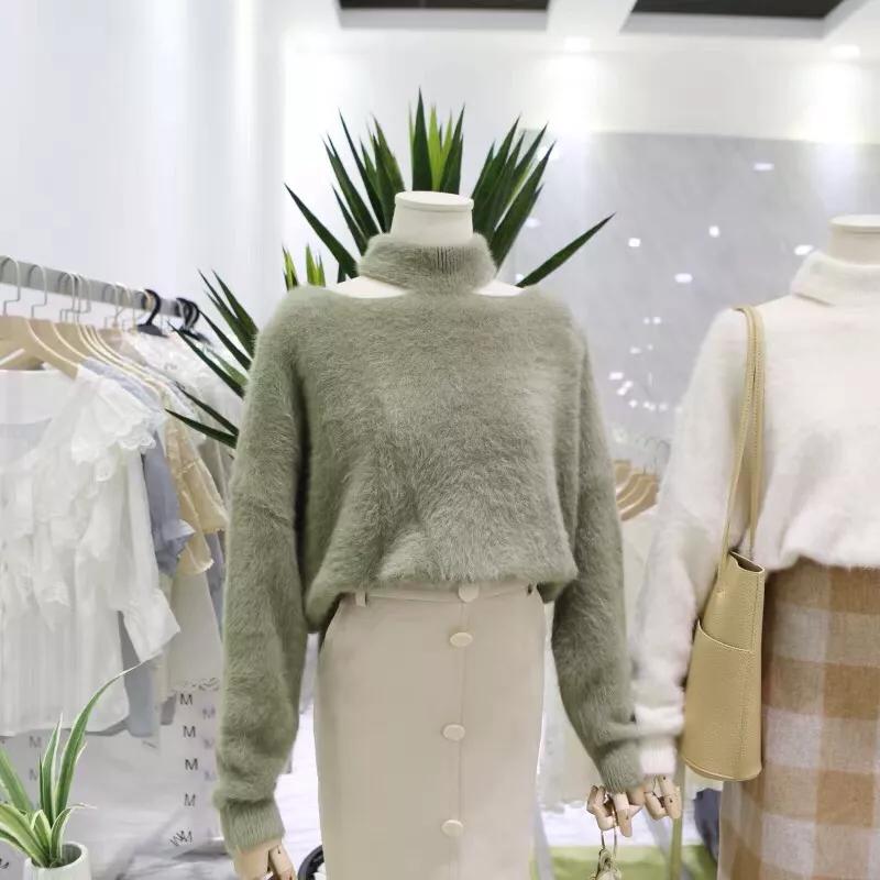 100%修身水貂毛衣女,冬季穿搭女高级感水貂绒毛衣