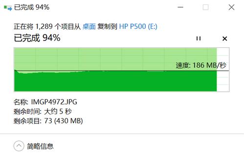 无惧后浪的上下翻腾左右摇摆，HP惠普P5001T移动固态读写稳得很