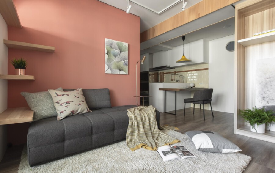 浅粉色墙面全屋装修效果图,粉色墙面女生卧室装修效果