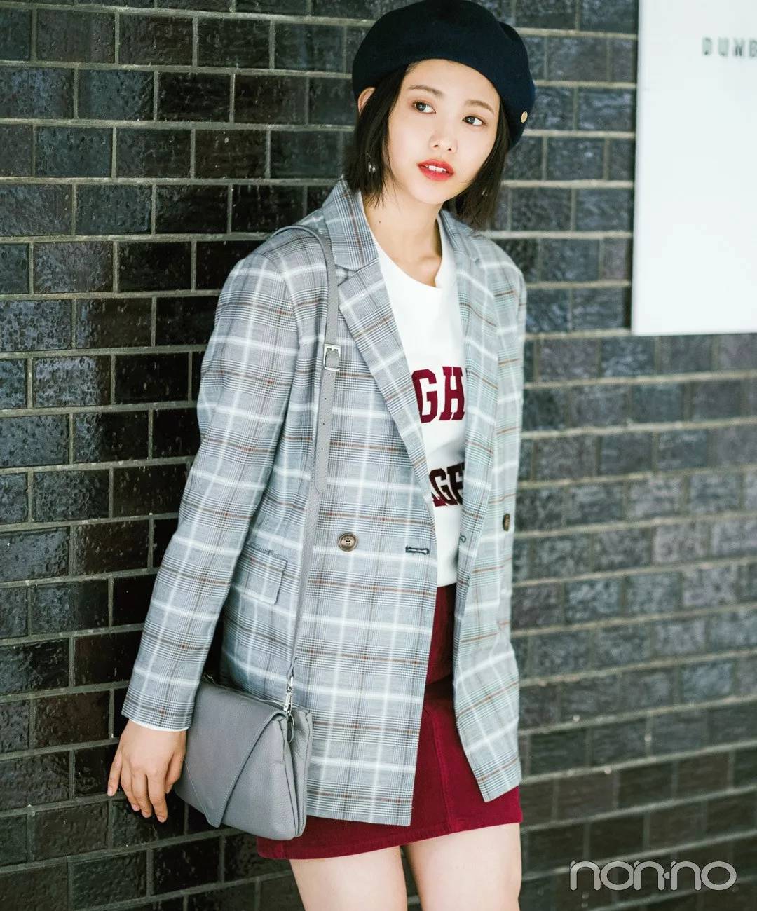 秋冬小香风外套和牛仔半裙穿搭,格子秋冬半裙搭配什么上衣好看